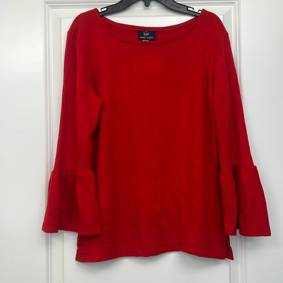 NWT Ruffle Sleeve Sweater Christmas Red - Picture 1 of 5